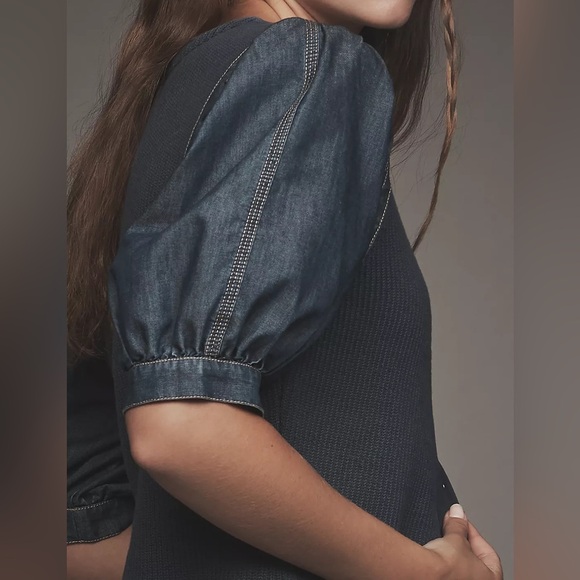 Pilcro Puff-Sleeve V-Neck Cardigan Sweater - Picture 4 of 4